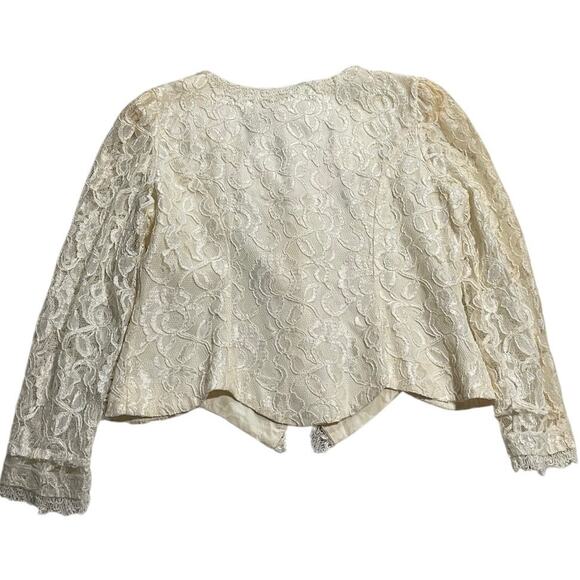 VTG Ultra Dress New York Lace Jacket Pearl Buttons Womens Small Medium USA Ivory - Picture 7 of 11